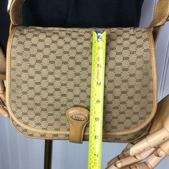GUCCI GG Monogram Leather Canvas Single Flap Saddle Crossbody Shoulder Bag 21cm - Picture 10 of 17